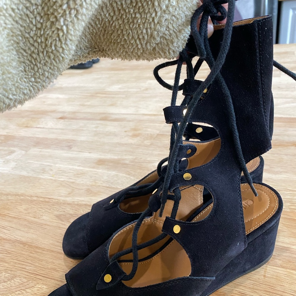 Brand new Chloe black suede Foster Gladiator Sandals - Picture 7 of 11